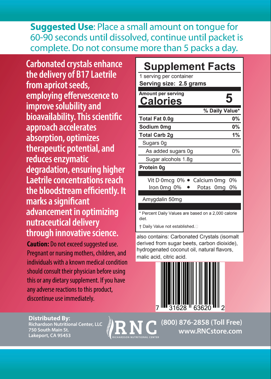 Vita-Rox 50mg B17 - Natural Raspberry Flavor (for 4+)
