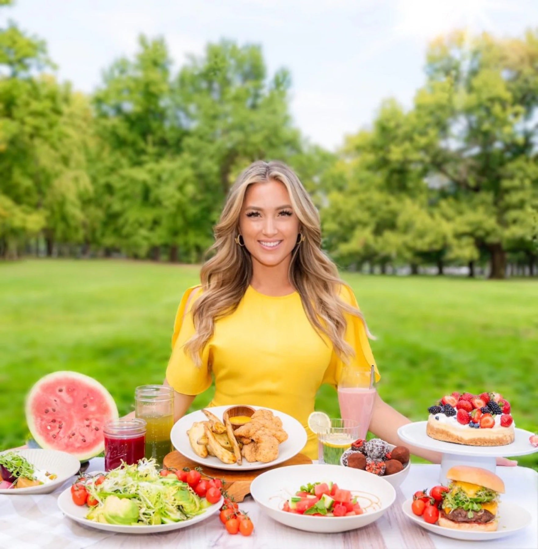 Liana Werner-Gray with Earth Diet whole-food meals outdoors