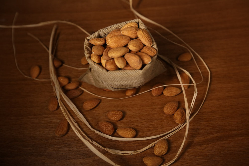 Apricot seeds in a sack