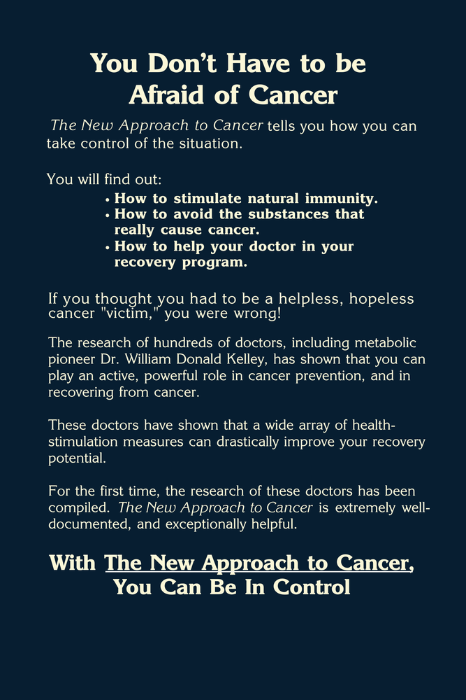 (Book) The New Approach to Cancer by Cameron Stauth (1982)