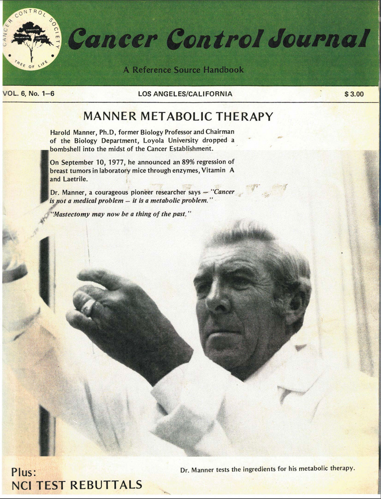 (Booklet)  MANNER METABOLIC THERAPY - Cancer Control Journal - 1978