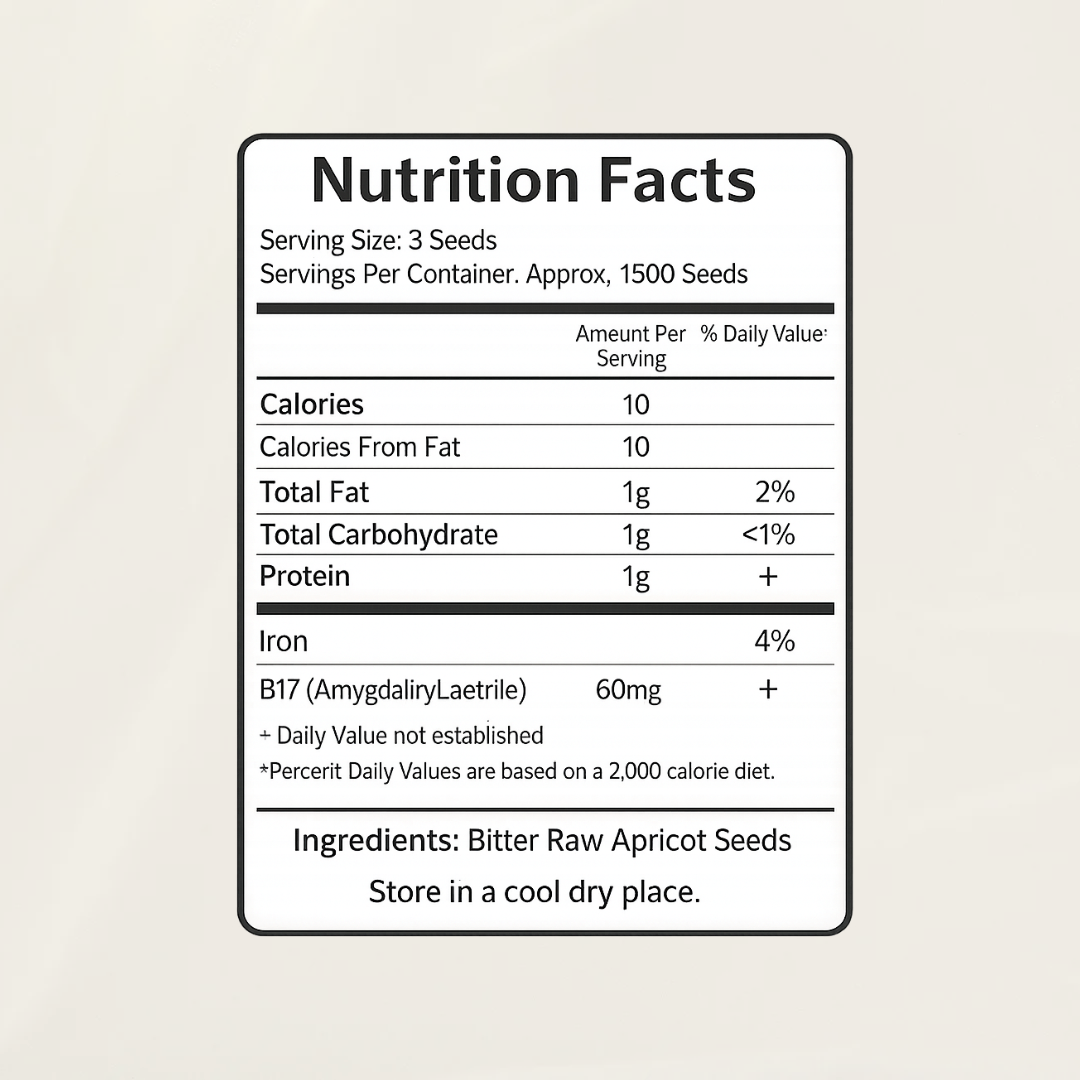 Bitter Raw Apricot Seeds 32oz — supplement facts