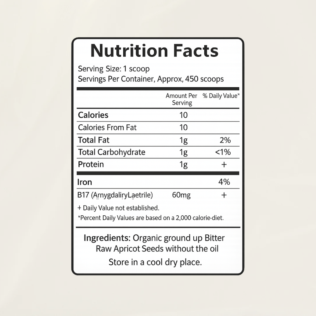 Bitter Raw Apricot Seeds 16oz — supplement facts